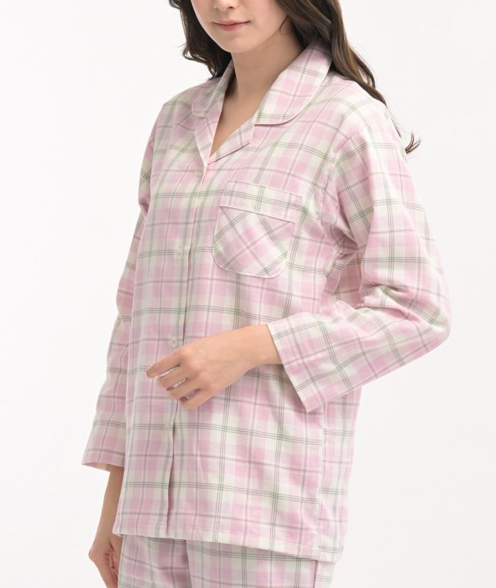 （日本製）播州織ツイル格子シャツパジャマ
