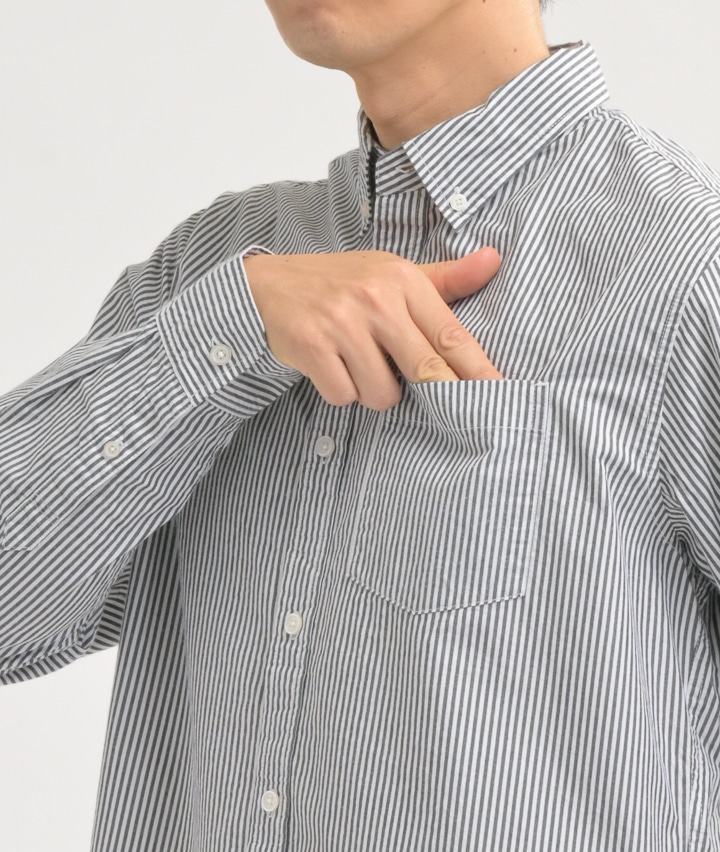 今風カジュアル】ストライプブロードボタンダウンシャツ(Ｍサイズ