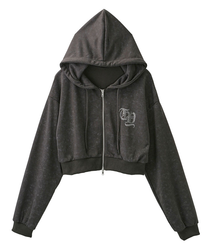 ラインストーンジップパーカ