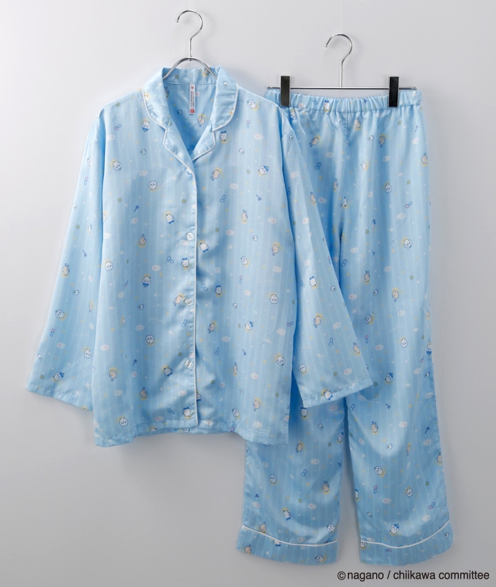 レディースパジャマ＞＜ちいかわ＞サテンシャツパジャマ(Ｍサイズ オフ