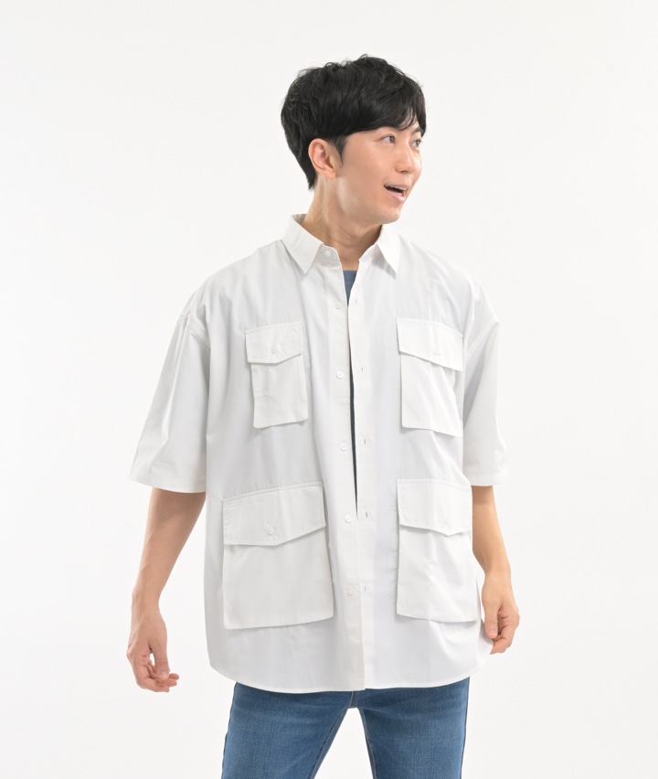 【今風カジュアル】マルチポケットビッグシャツ