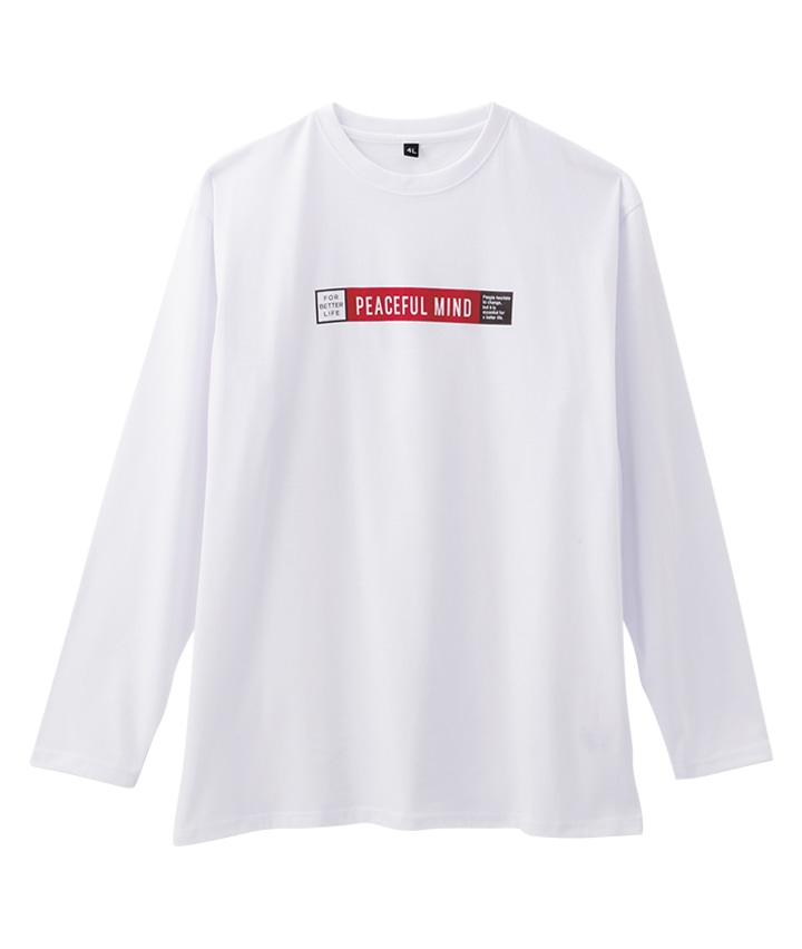 大きなサイズ）長袖プリントＴシャツ(３Ｌサイズ オフ): メンズ