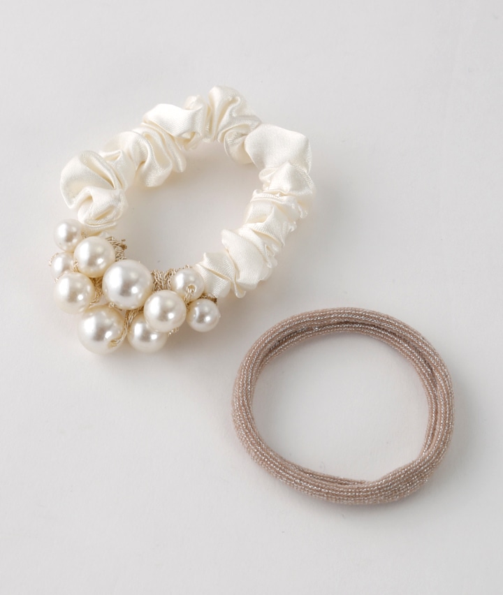 サテンパールヘアゴムセット