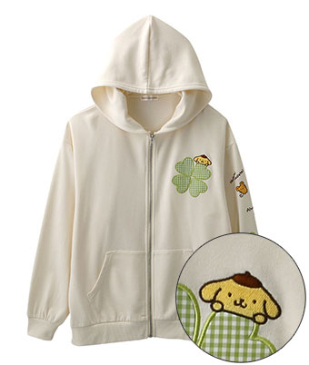【サンリオキャラクターズ】（ポムポムプリン）刺しゅうジップパーカ