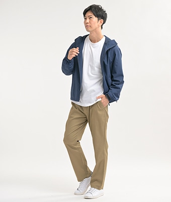 （大きいサイズ）綿サテンストレッチテーパードパンツ