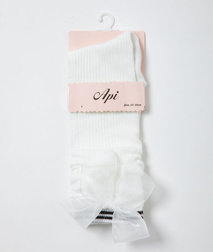 （１足物）オーガンジーリボン付きくしゅソックス