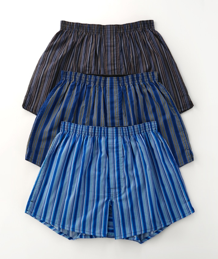 （ストライプ柄）（綿１００％）（前開き）（３枚組）トランクス