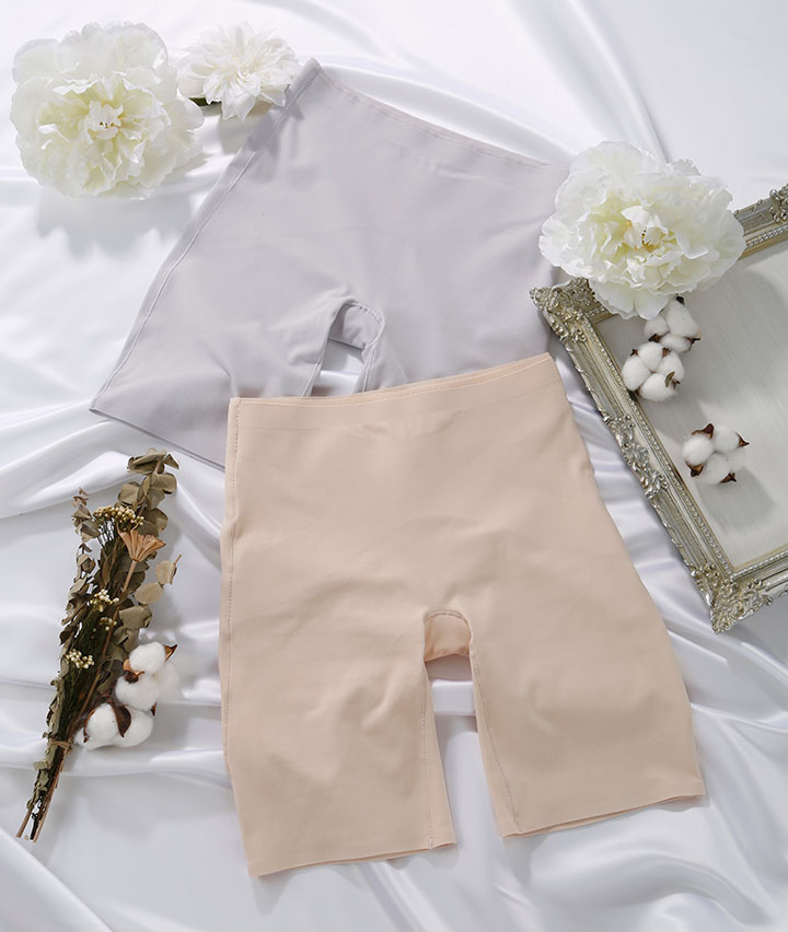 （素肌にいいこと）（綿混）圧着ロングガードル