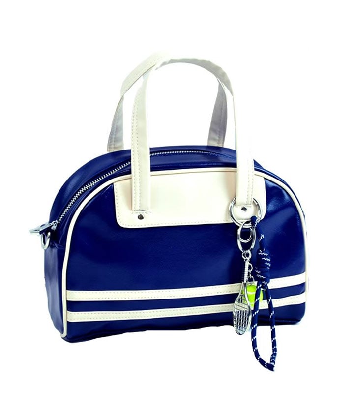 チャーム付き合皮ボストンショルダーバッグ