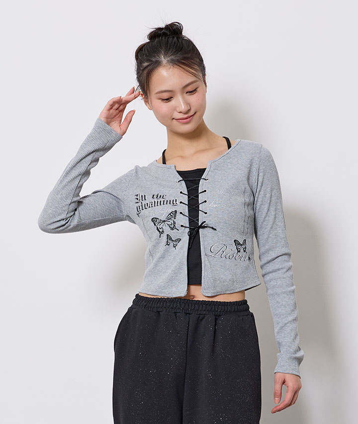 編み上げレイヤードプルオーバー