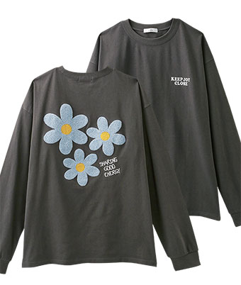 フラワーサガラ刺しゅうＴシャツ