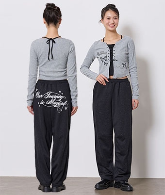 バックブリントラメスウェットパンツ