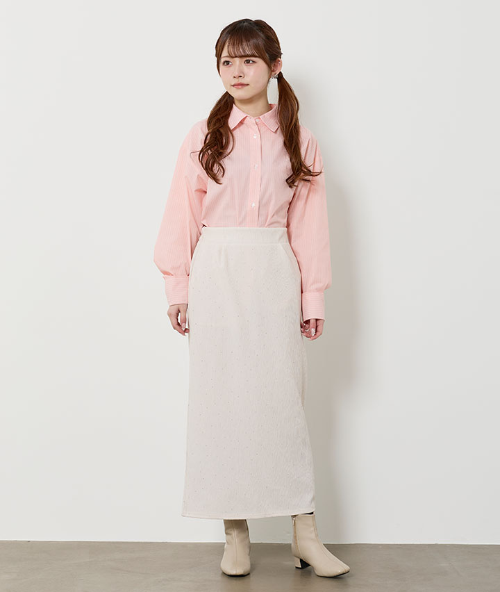 ＜トレンドスタイル＞婦人ラインストーン使いナロースカート