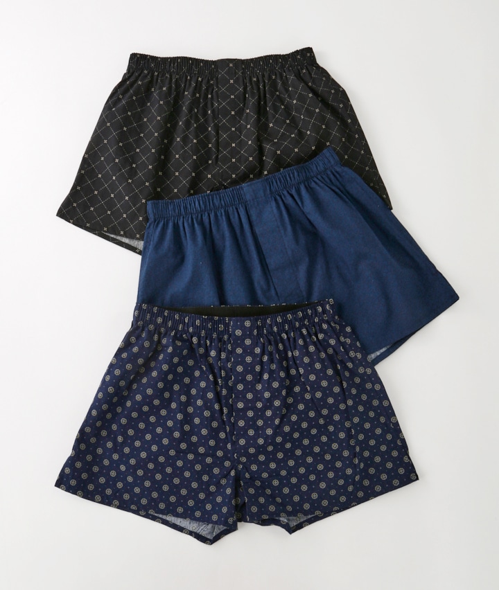 【ＳＵＦＦＵＳＥ】（小紋柄）（綿１００％）（３枚組）（前開き）トランクス