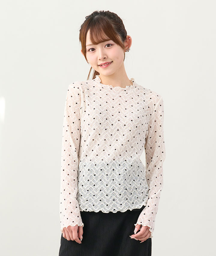 ドット柄シアートップス