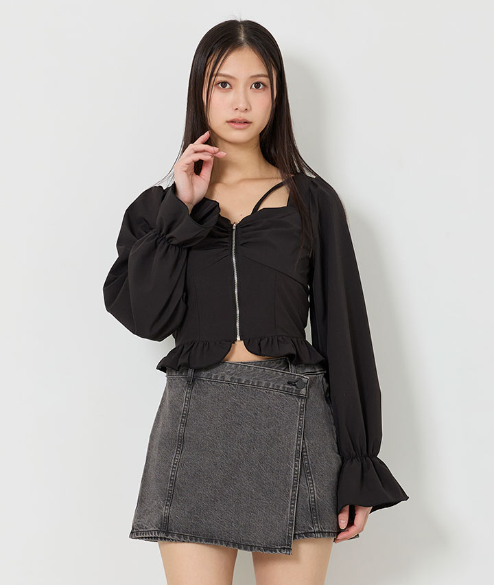 婦人ジップブラウス