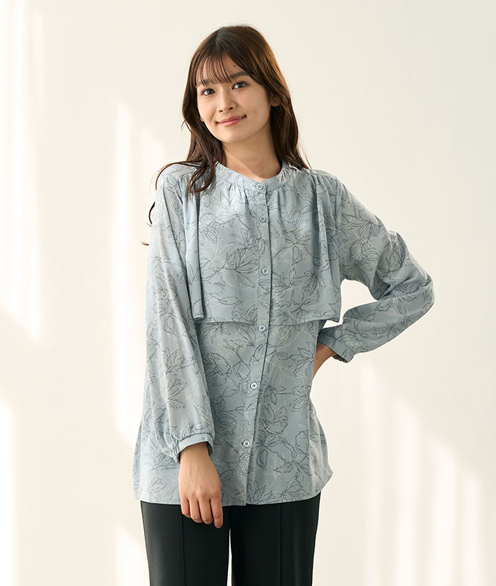 花柄ケープブラウス