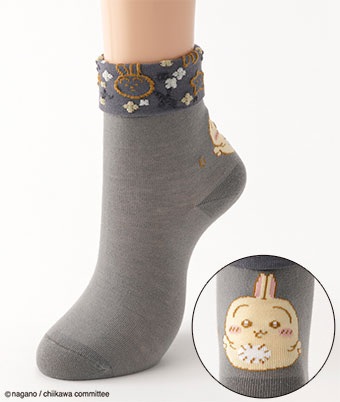 【ちいかわ】（うさぎ）（１足物）折返しクルーソックス