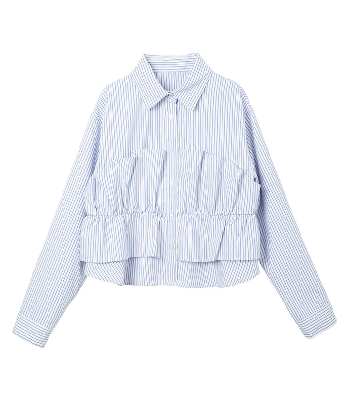 ウエストギャザーストライプシャツ