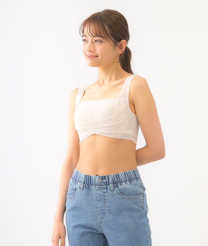 （秒でスリム）パワーネットパネル付ハーフトップ