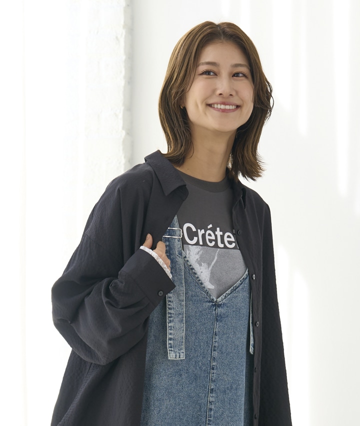 袖レースフェイクレイヤードＴシャツ