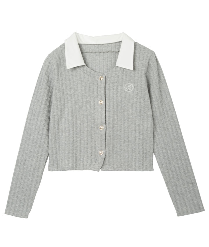 シャツレイヤード見えカーディガン