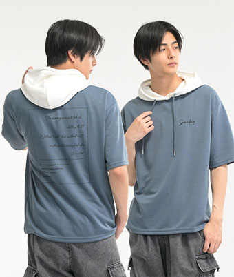 ポンチ配色プルパーカ