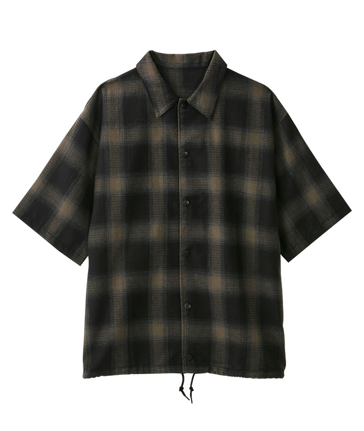 オンブレチェック半袖コーチ風シャツ