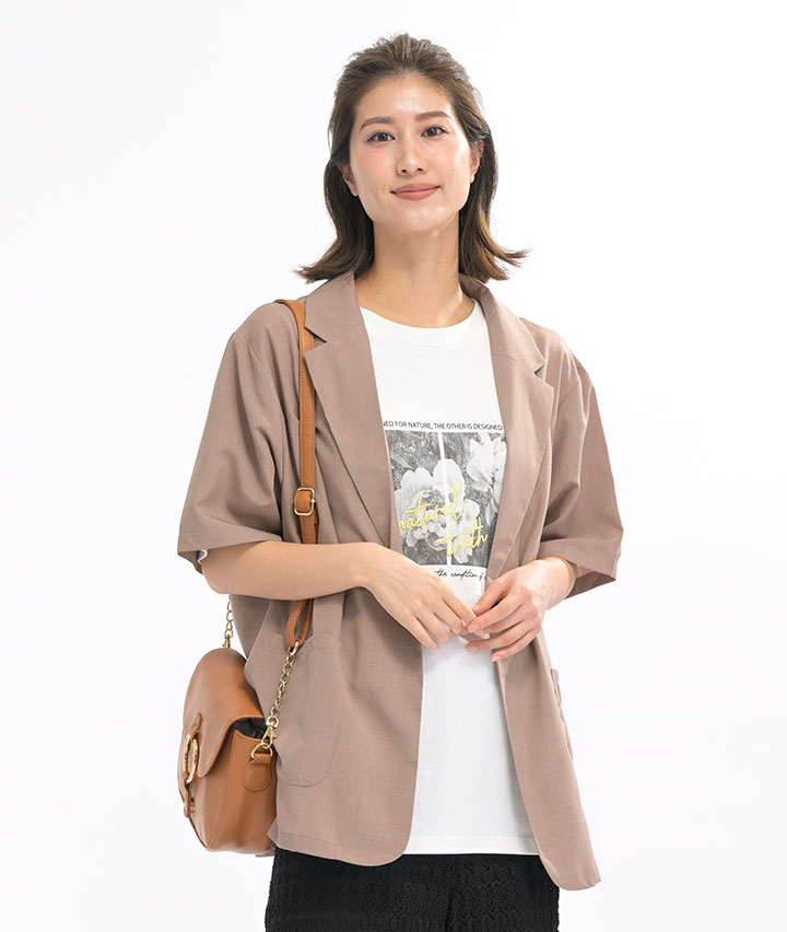 半端袖リネンライクテーラードジャケット