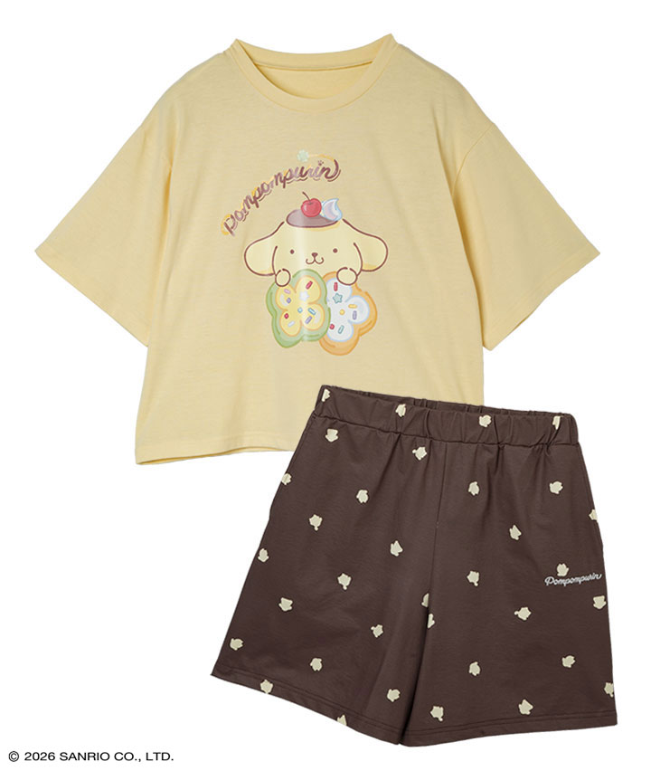 【サンリオキャラクターズ】（ポムポムプリン）Ｔシャツ＋ショートパンツセット