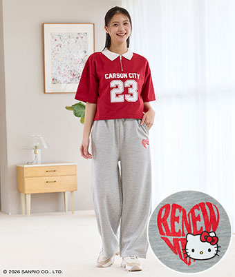 【サンリオキャラクターズ】（ハローキティ）プリントロゴスウェットパンツ