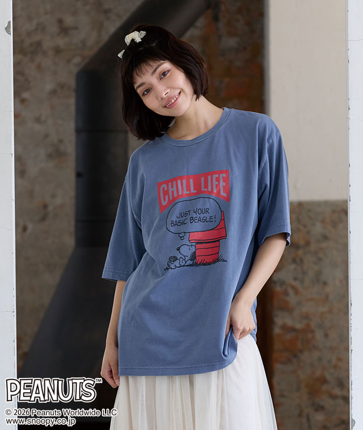 【ＰＥＡＮＵＴＳ】（スヌーピー）ピグメント半袖Ｔシャツ