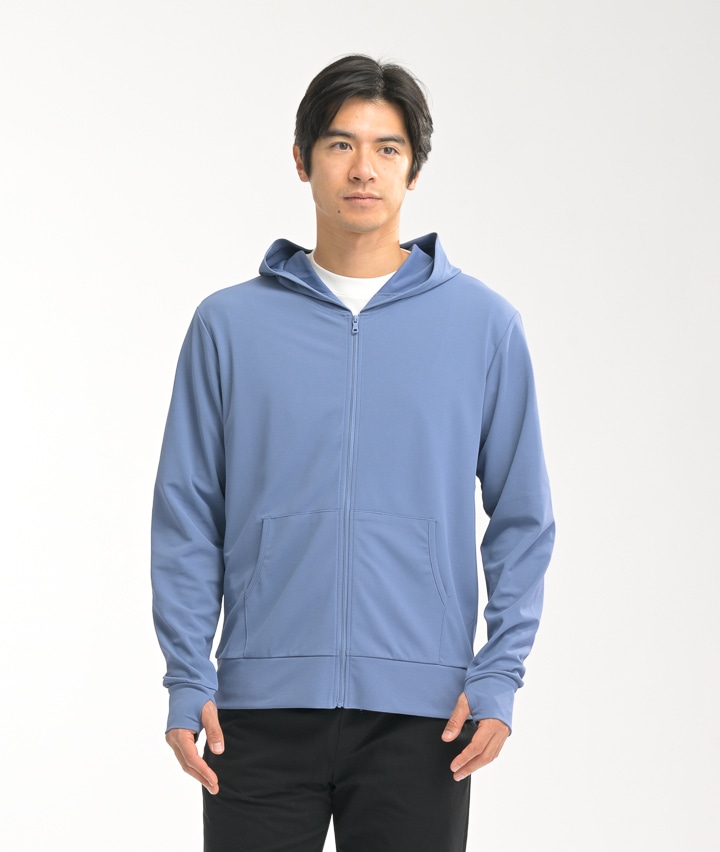 （遮熱・速乾・ＵＶカット・防透）（サニーブロック）長袖指穴付きジップパーカー