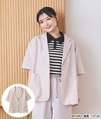 リネンライク半袖テーラージャケット