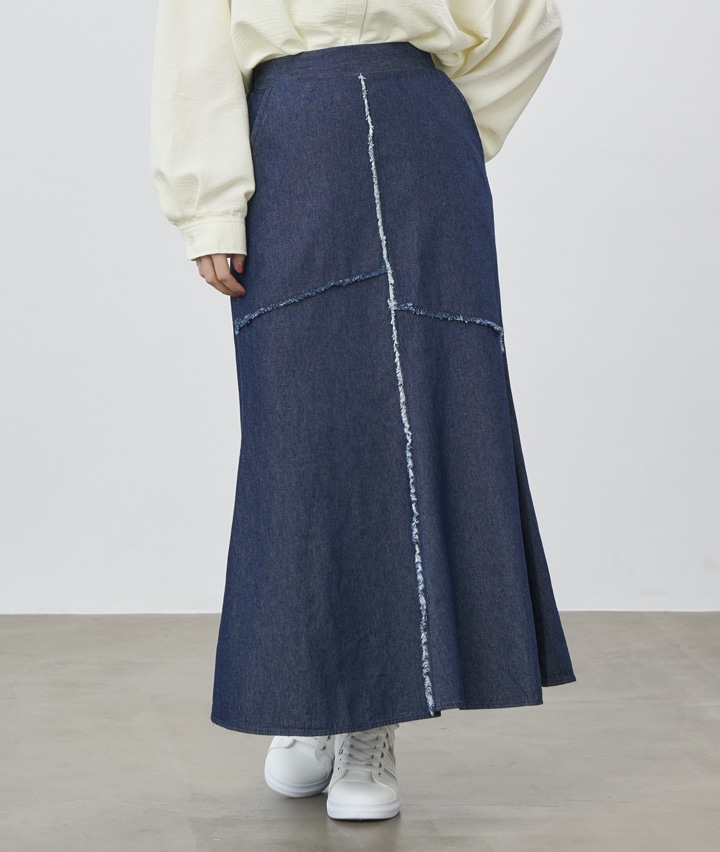 デニムフリンジスカート