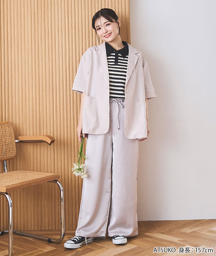 サテンシワ加工パンツ