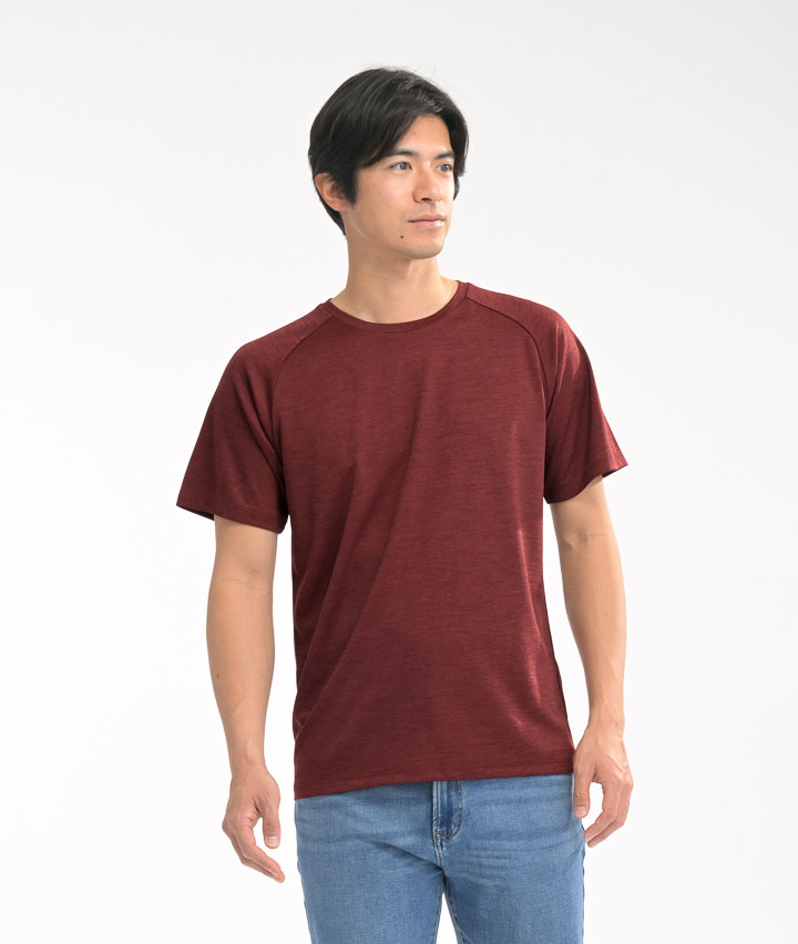 （肌側メッシュ）（通気性）（カチオン杢調）半袖丸首Ｔシャツ