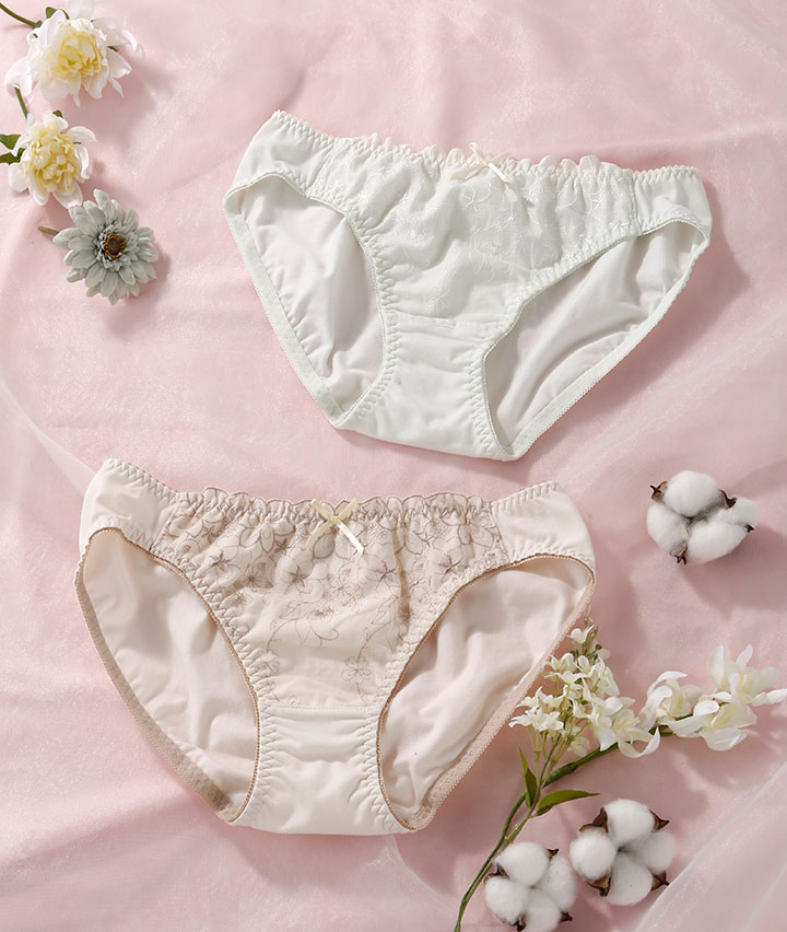 （ローズオイル加工）（コットンＭＩＸ）コットンレースペアショーツ