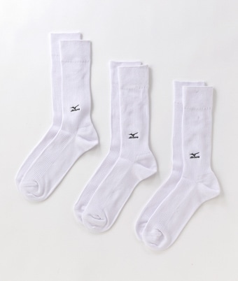 【ＭＩＺＵＮＯ】（３足組）リブクルー丈ソックス