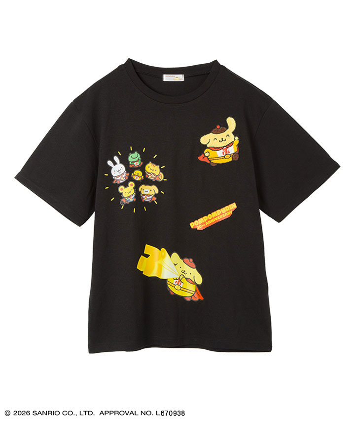 【サンリオキャラクターズ】（ポムポムプリン）サガラ刺しゅうプリントＴシャツ