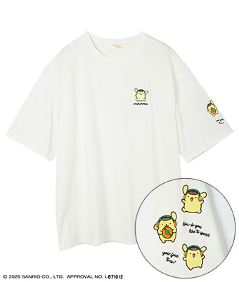 【サンリオキャラクターズ】（ポムポムプリン）袖刺繍Ｔシャツ