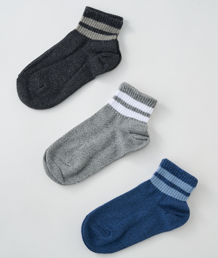 【アスクドクターズ】（３足組）（吸水速乾）ラインショートソックス