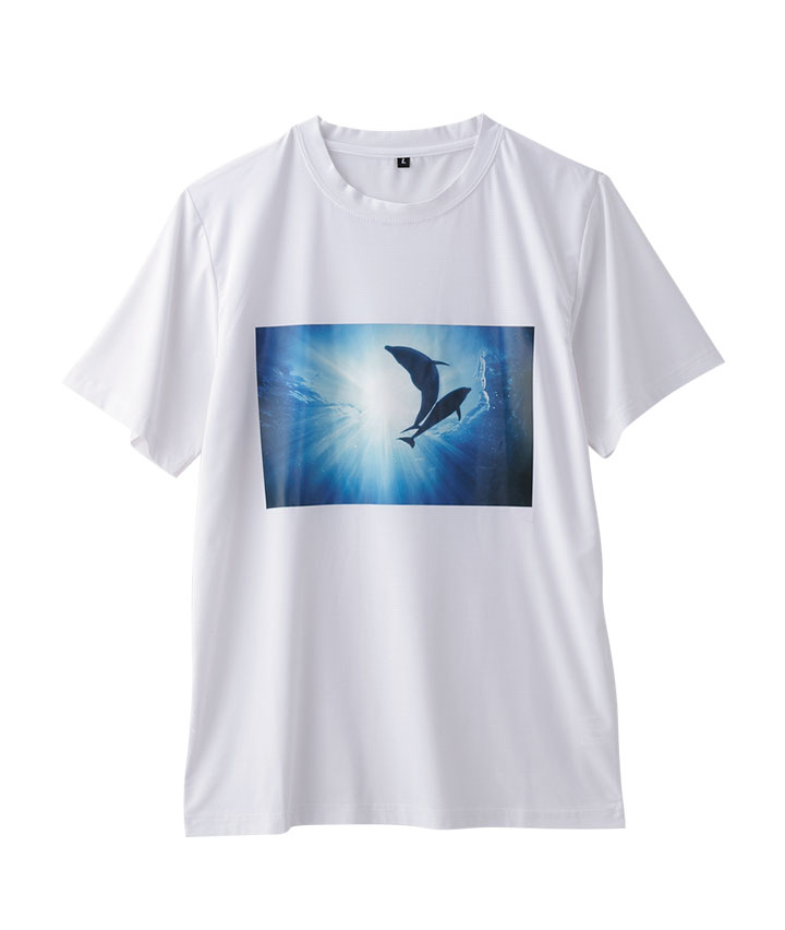 （接触冷感・ストレッチ）イルカプリントＴシャツ
