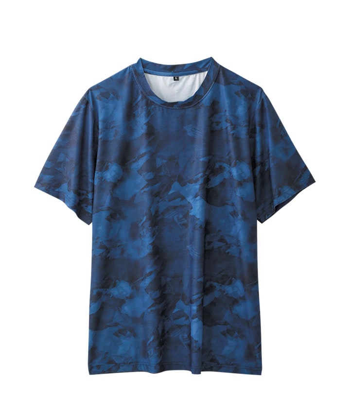 （接触冷感・ストレッチ）総柄Ｔシャツ