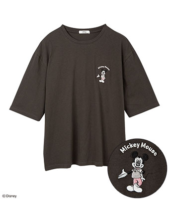 【Ｄｉｓｎｅｙ】（ミッキー）ワンポイント刺しゅうＴシャツ