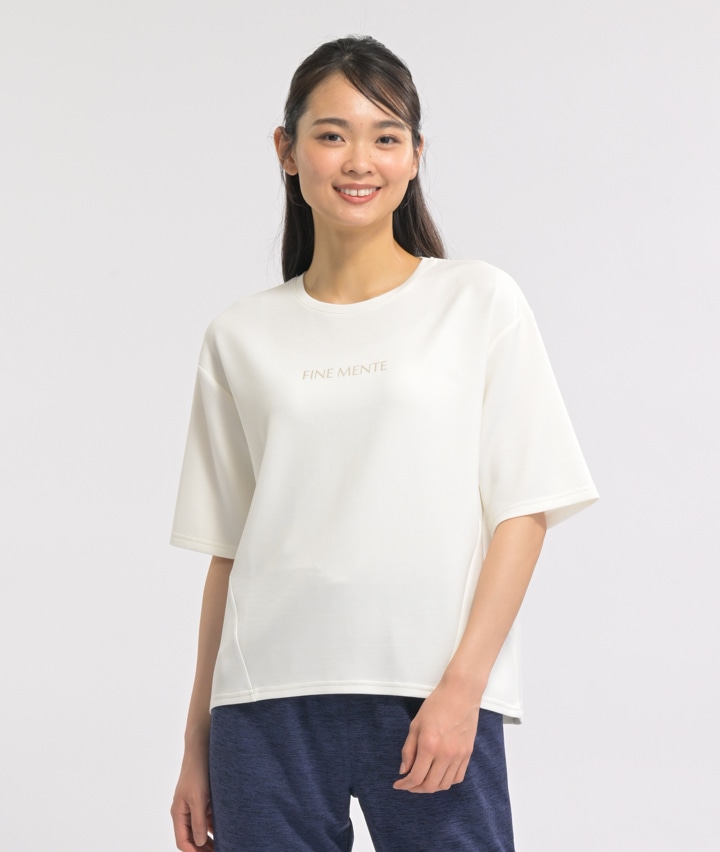 【シルキーエアーライト】（ＵＶカット・速乾・ソフトタッチ）五分袖ロゴプリントＴシャツ