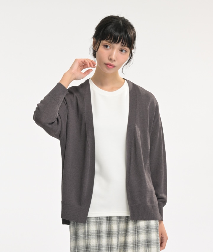 （接触冷感・ＵＶカット）７分袖スリットトッパーカーディガン