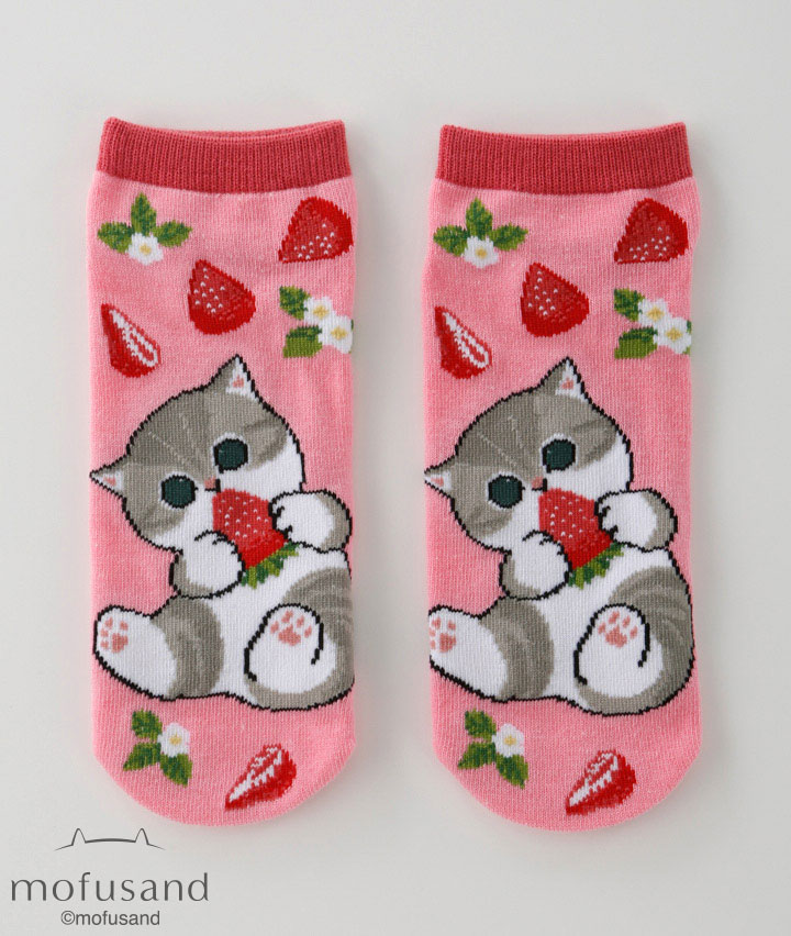 【ｍｏｆｕｓａｎｄ】（１足物）フロント柄ソックス