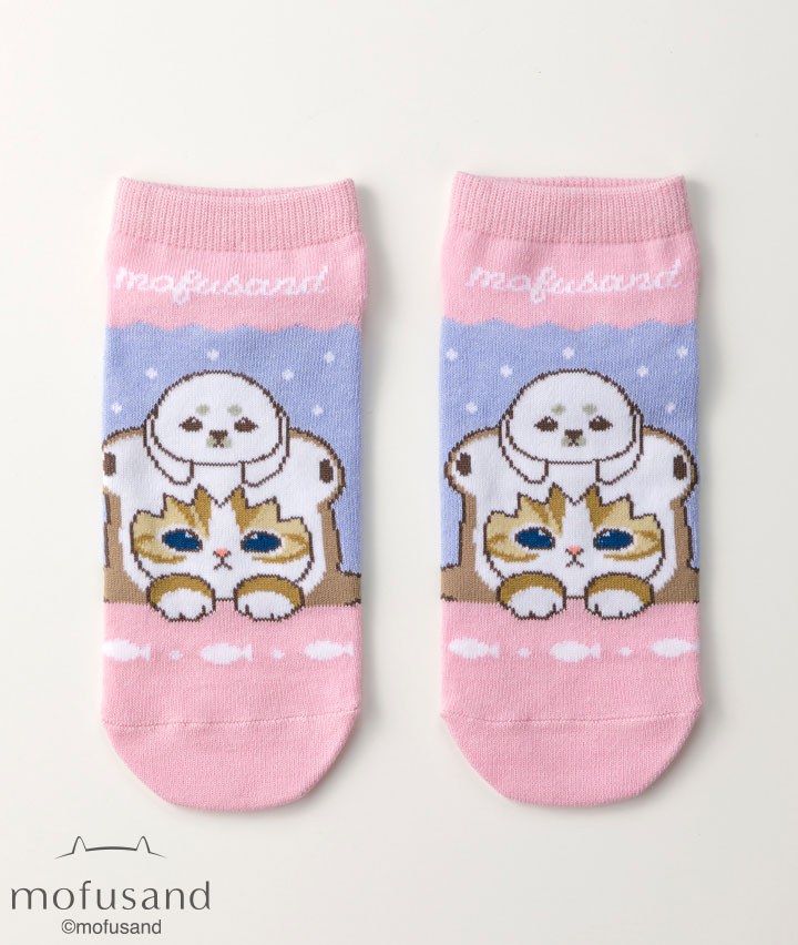 【モフサンド】（サメにゃん）（１足物）フロント柄ソックス