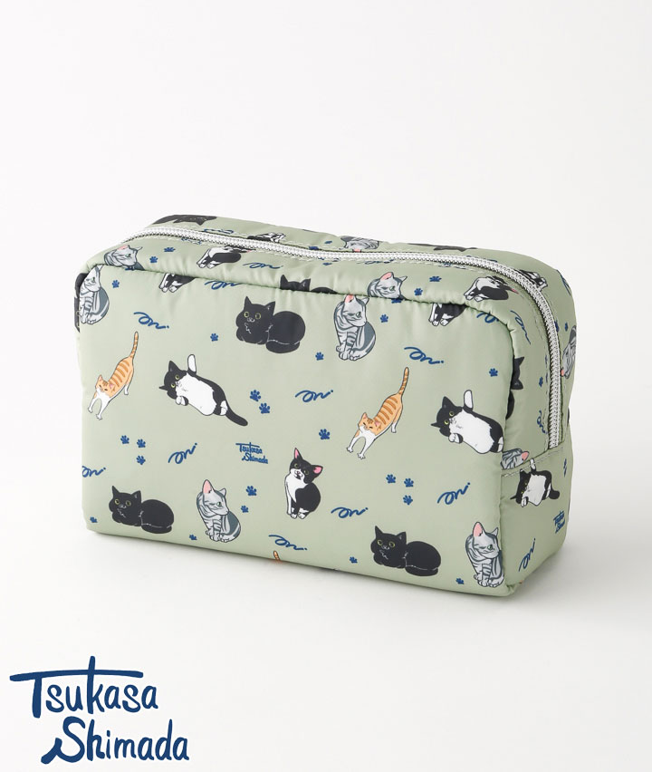 【島田つか沙】猫総柄　マルチポーチ